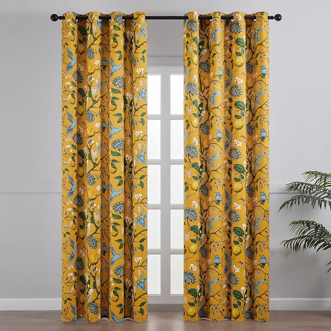 Topfinel 92 Inches Long Custom Mustard Yellow Luxury Curtains - Image 2