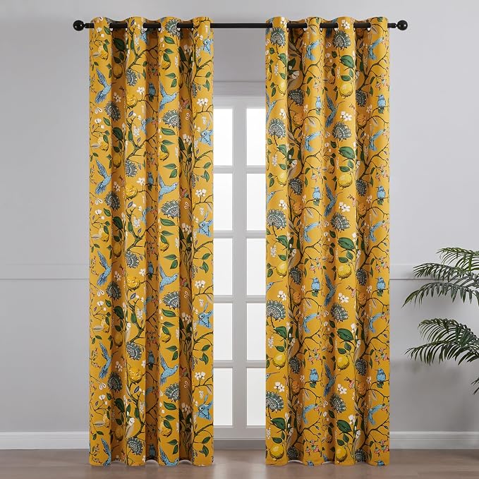 Topfinel 102 Inches Long Mustard Yellow Luxury Curtains - Image 2