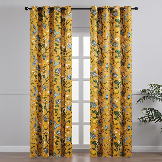 Topfinel 105 Inches Long Mustard Yellow Luxury Curtains - Image 2