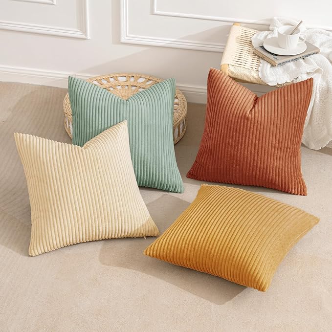 MIULEE Boho Farmhouse Throw Pillow Covers 18x18 Inch Set of 4 Summer Modern - Image 2