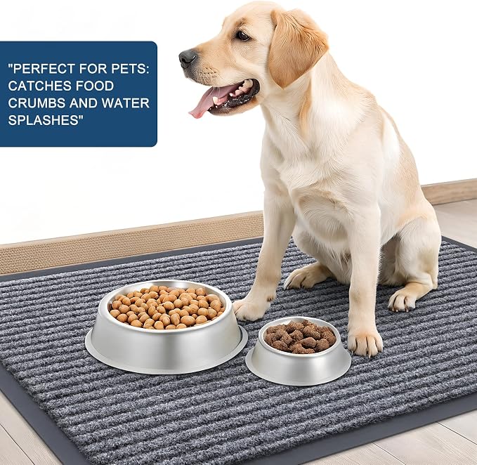 OLANLY 2-Pack Front Door Mats 47x23, Waterproof Heavy-Duty Doormats | Light Gray - Image 6