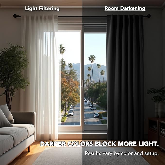 Deconovo Blackout Curtains, Thermal Insulated, W42 x L95 2 Panels, Back Tab - Image 3