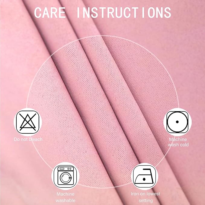 Pink Blackout Curtains 34 x 63 Inch Length/Set of 2 Curtain Panels/Thermal - Image 4