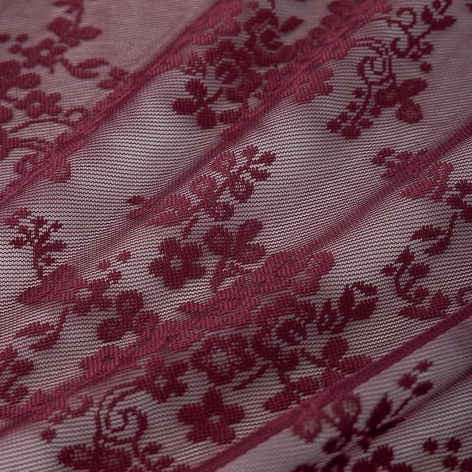 YJ YANJUN Vintage Lace Curtains 45 Inch Length-Victorian Floral Pattern - Image 5