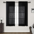 Nanspring Black Linen Textured Curtains by Nanspring