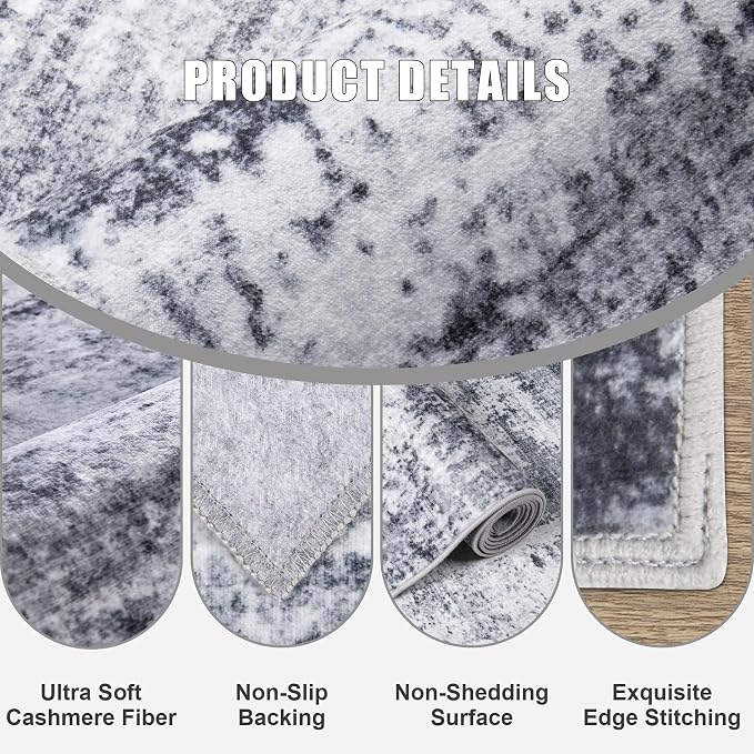 9x12 Area Rug Living Room Rug: Washable Modern Abstract Soft Thin Rug Indoor - Image 7
