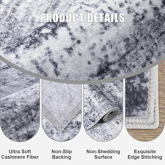 8x10 Area Rug Living Room Rug: Washable Modern Abstract Soft Thin Rug Indoor - Image 7