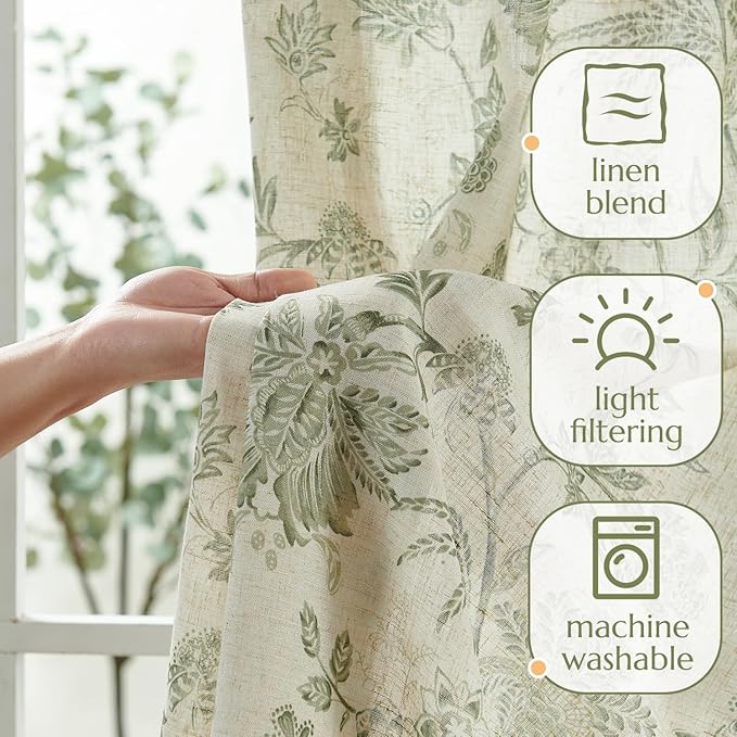 jinchan Linen Floral Curtains for Living Room - Image 4