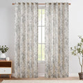 jinchan Linen Blend Curtain Floral Curtains by JINCHAN