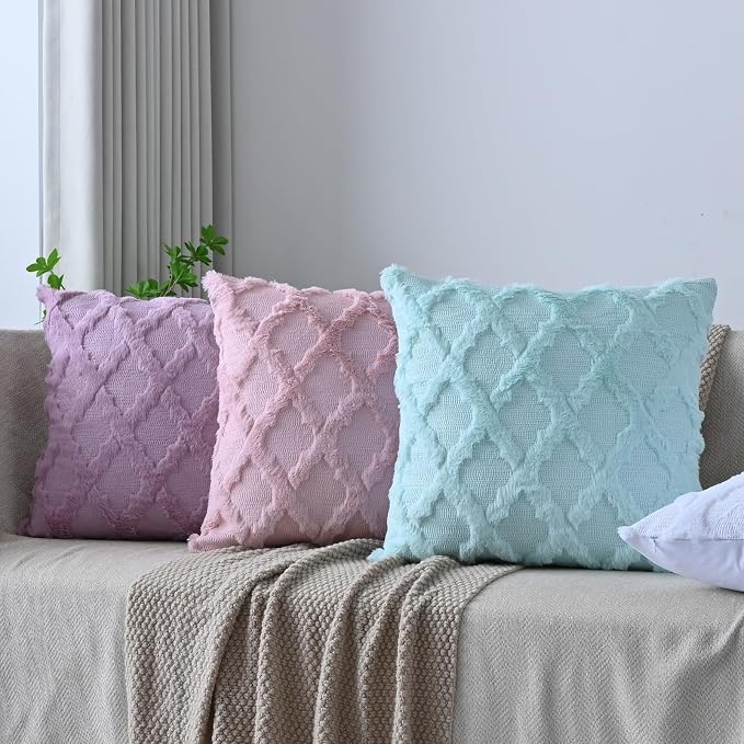 Set of 2 Soft Moroccan Throw Pillow Covers 18x18 Inch Plush Boho Decorative - Image 5