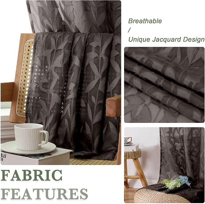 Lecloud Leia Sheer Chocolate Brown Window Curtains - Image 9