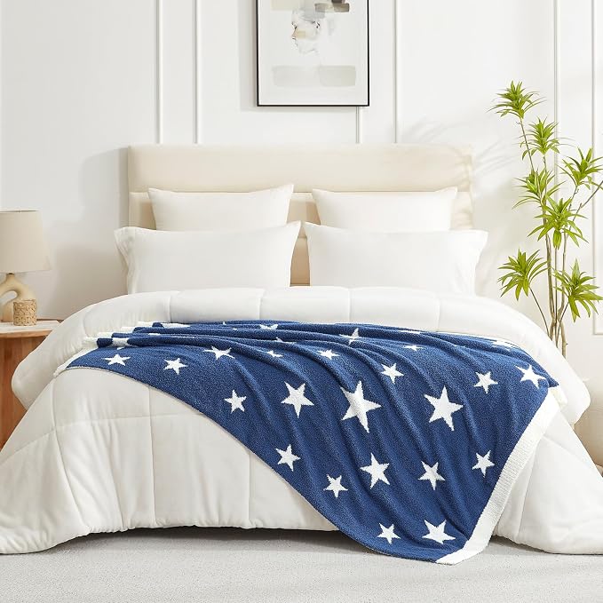 Snuggle Sac American Star Patriotic Throw Blanket Blue, July 4th Blanket Ultra - Image 5
