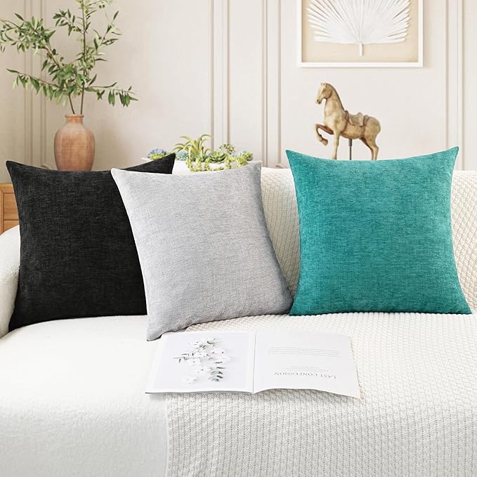 CaliTime Throw Pillow Covers Decorative 22 X 22 Inches Pack of 2 Cozy Chenille - Image 5