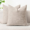 MIULEE Pack of 2 Couch Throw Pillow Covers 16x16 Inch Soft Light Brown Chenille by MIULEE