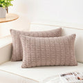 Pack of 2 Corduroy Decorative Throw Pillow Covers 12x24 Inch Soft Striped by Unknown
