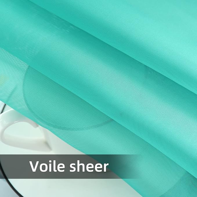 youleyar Solid Sheer Rod Pocket Curtain Voile Draperies 2 Panels White Beige - Image 6
