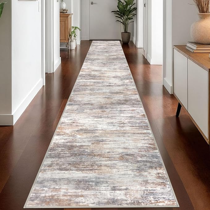KOZYFLY Modern Abstract Washable Long Runner Rug 2.6x18 Hallway Rug Runner by KOZYFLY