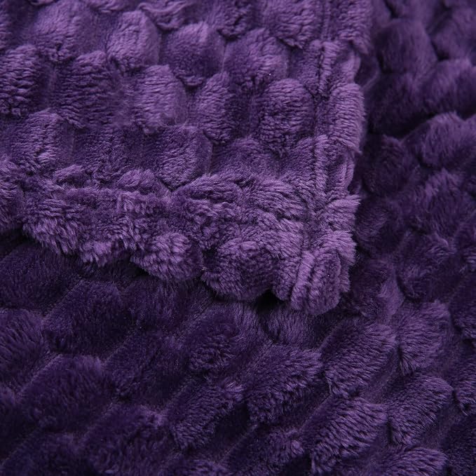 Puncuntex Deep Purple Throw Blanket 60"×80" inches Fuzzy 3D Jacquard Decorative - Image 5