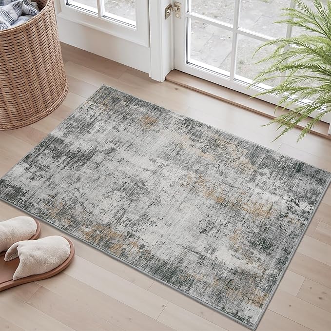 2 x 3 Small Area Rug Indoor Entryway Rug Machine Washable Non Slip Low Pile by AMOAMI