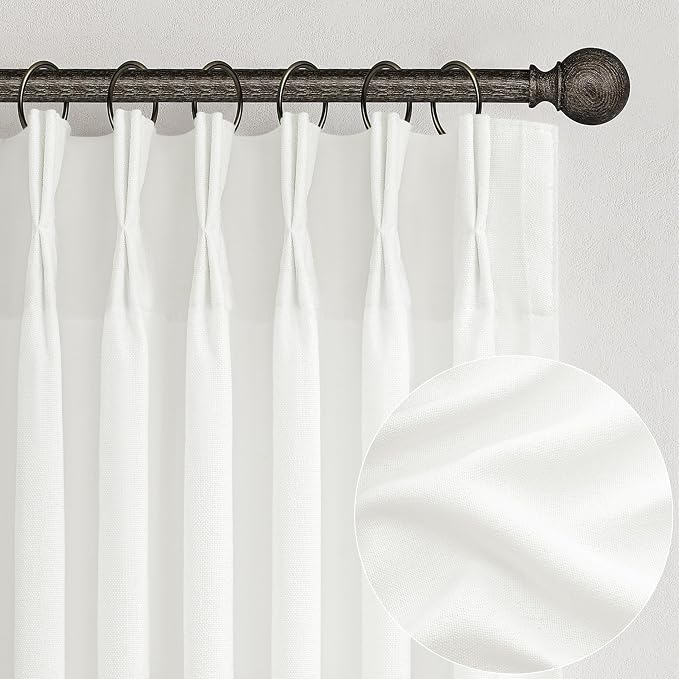 White Linen Curtains 92 Inches Long by PleatedDrapes