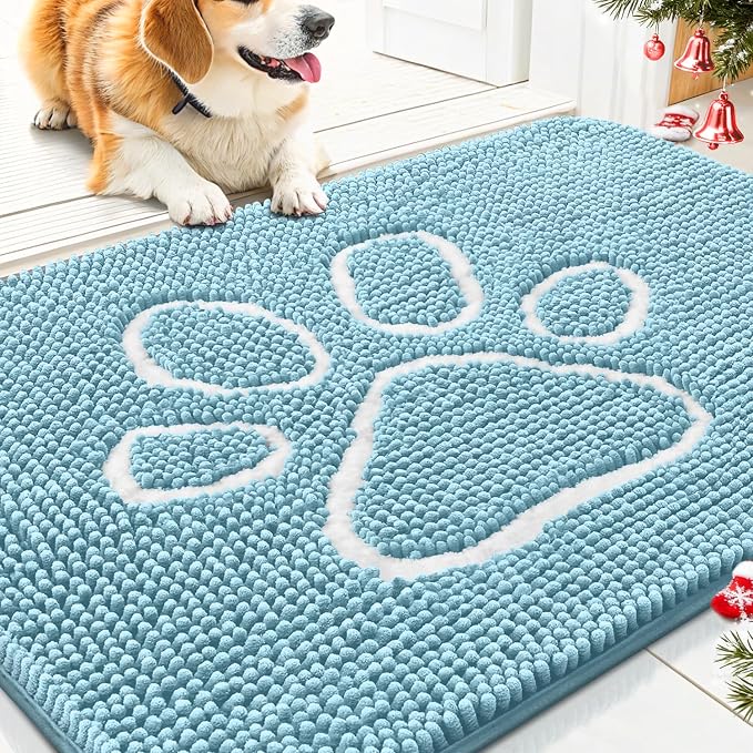 Smiry Dog Door Mat for Muddy Paws, Absorbent Dirt Trapper Non Slip Quick Dry by Smiry