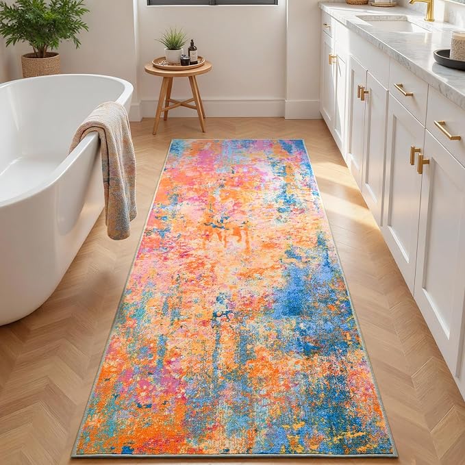 2x6 Rainbow Rug Runners for Hallways Kitchen Runner Rug Non Slip Washable - Image 3