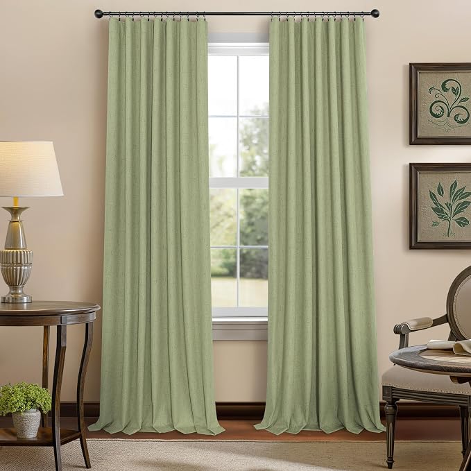 Light Sage Blackout Curtains for Bedroom Aesthetic 54 Inch Long 2 Panel Thermal - Image 8