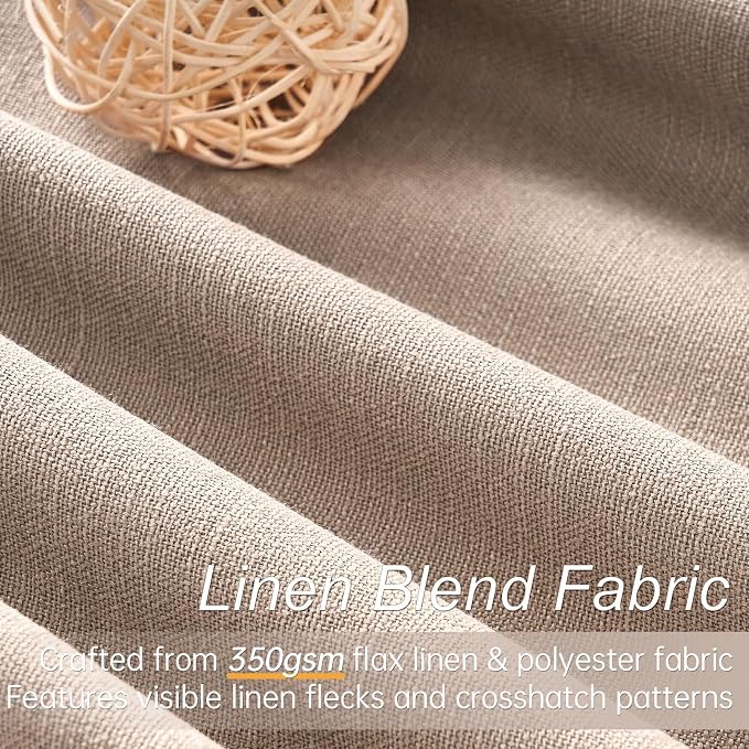 Natural Beige blackout curtains 84 inch Long 2 Panels 100% Blackout Linen - Image 2
