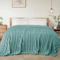 Exclusivo Mezcla Queen Size Flannel Fleece Blanket, Super Soft Striped Jacquard by ExclusivoMezcla