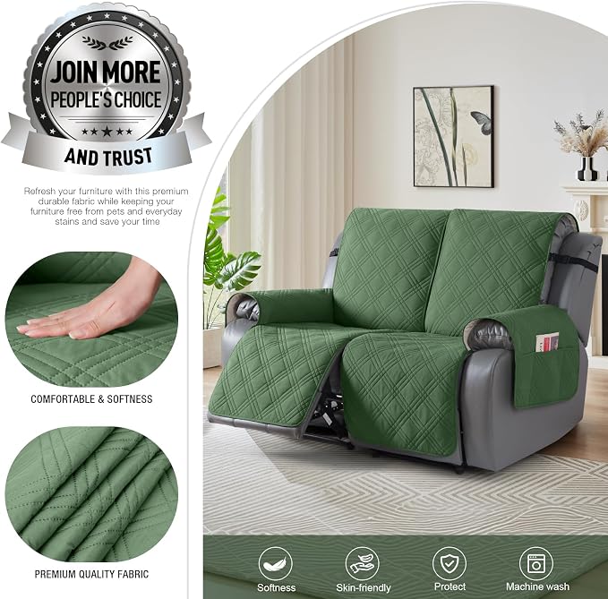 TAOCOCO 100% Waterproof Loveseat Recliner Covers 2 Seater, Split Loveseat Covers - Image 3