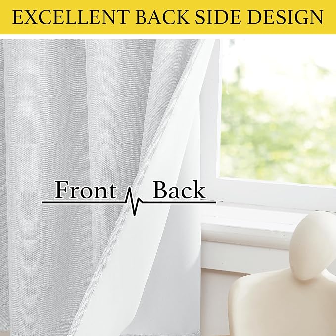 NICETOWN Faux Linen Valances, Short Cafe Curtains Kitchen Tiers, Room Darkening - Image 5