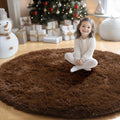 Amdrebio Dark Brown Round Circle Rugs 5Ft by Amdrebio