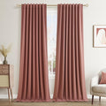 Dusty Rose 100% Blackout Linen Curtains 108 Inch Length 2 Panels Set by Guken