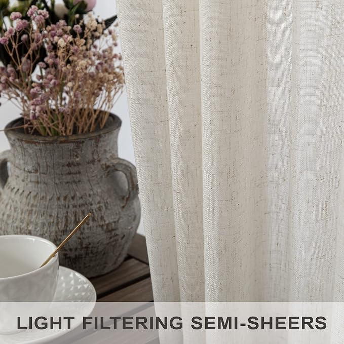 Pitalk Off White Linen Curtains 92 Inch Length 2 Panels - Image 4
