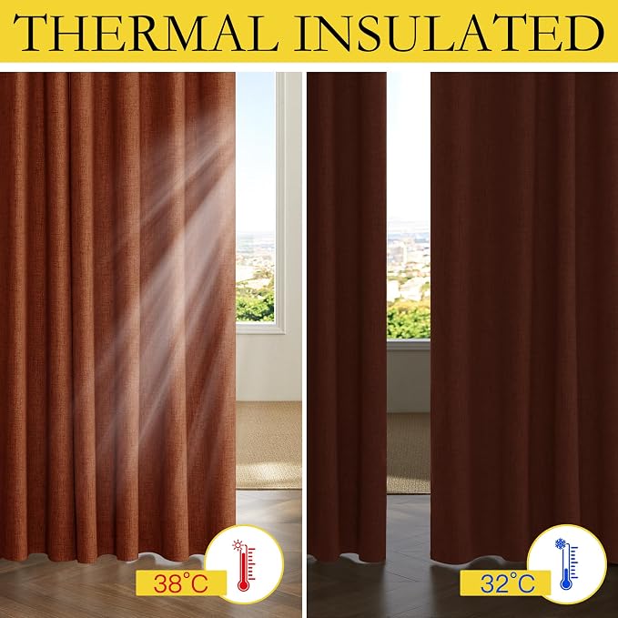 NICETOWN 100% Absolutely Blackout Linen Curtains - Image 4