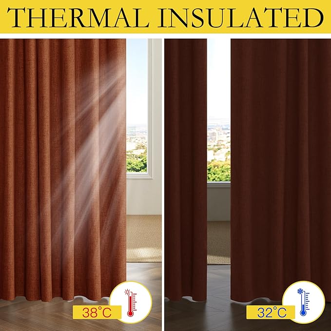NICETOWN 100% Absolutely Blackout Linen Curtains - Image 4