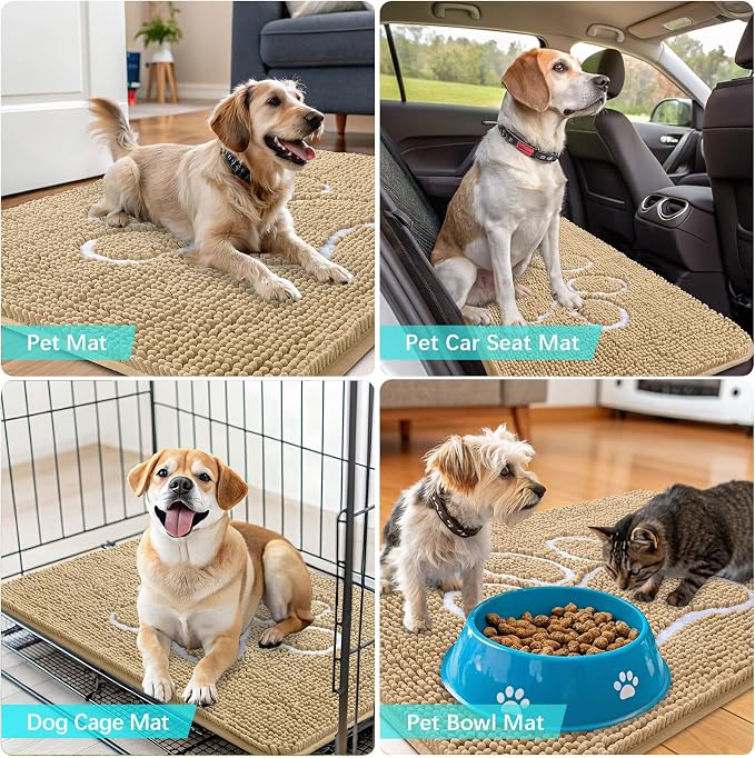 OLANLY Dog Door Mat for Muddy Paws 59x24, Paw Print Design, Absorbs Moisture - Image 7