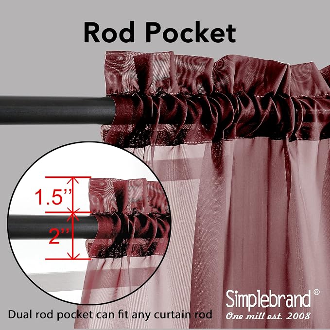 Simplebrand Red Sheer Panles 72 Inches Long 2 Panels - Image 2