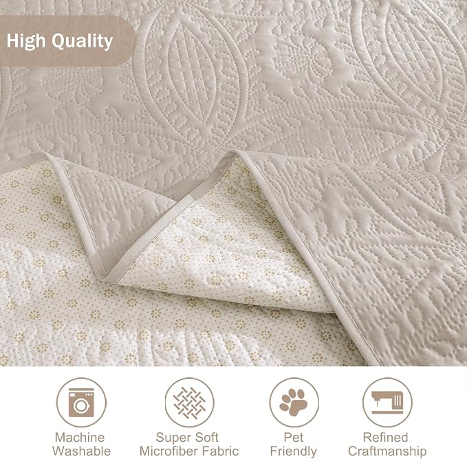 Quilted Beige Sofa Slipcovers - Image 6