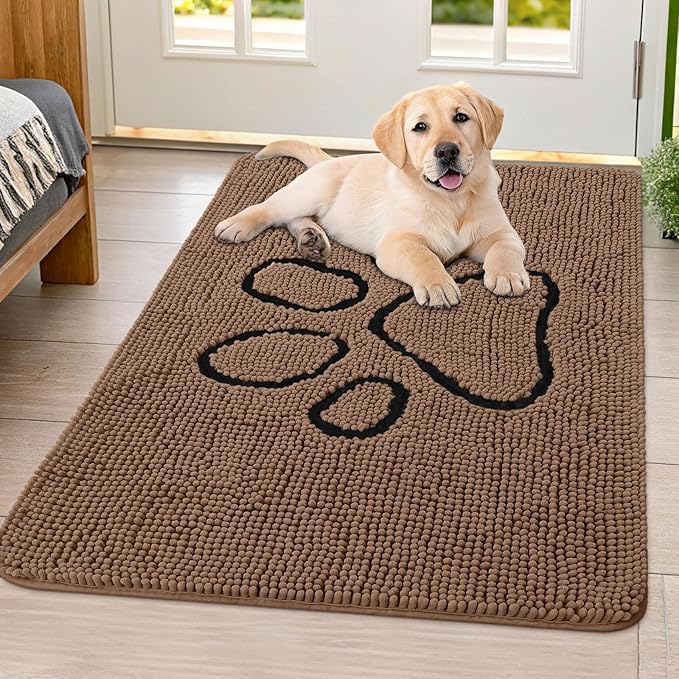Smiry Dog Door Mat for Muddy Paws, Absorbent Dirt Trapper Non Slip Quick Dry by Smiry