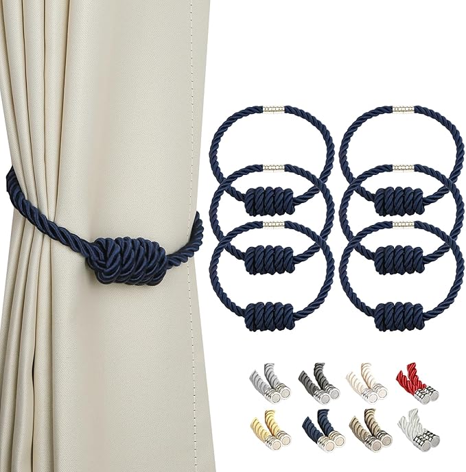 BEL AVENIR Magnetic Curtain Tiebacks, Decorative Drapery Holdbacks Modern Woven by BELAVENIR