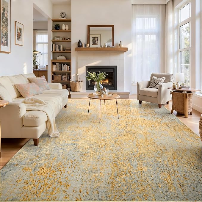 Ompaa Living Room Rug 6x9 Area Rug Washable Boho Carpet Non Slip Abstract - Image 4