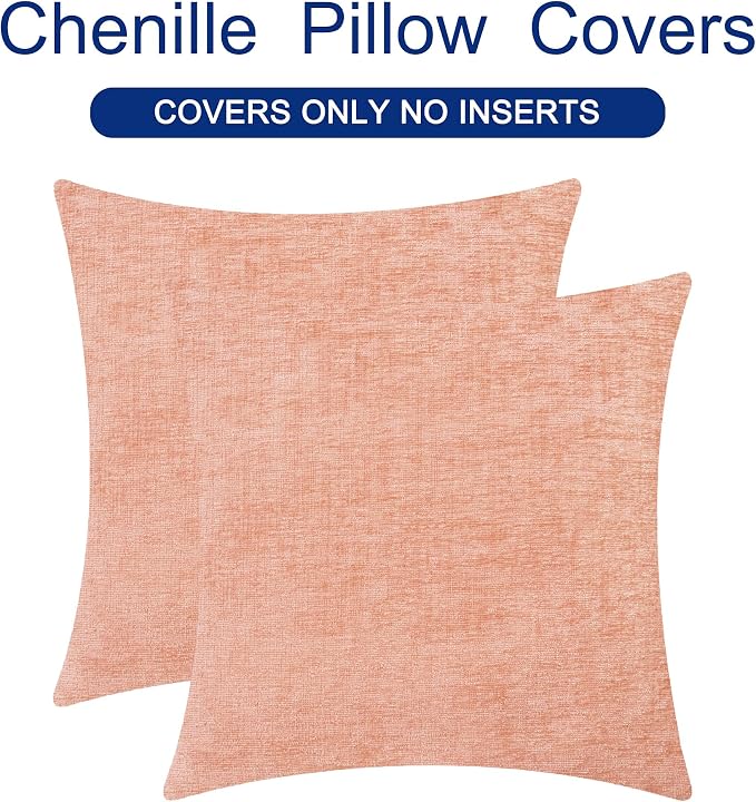 CaliTime Throw Pillow Covers Decorative 22 X 22 Inches Pack of 2 Cozy Chenille - Image 6
