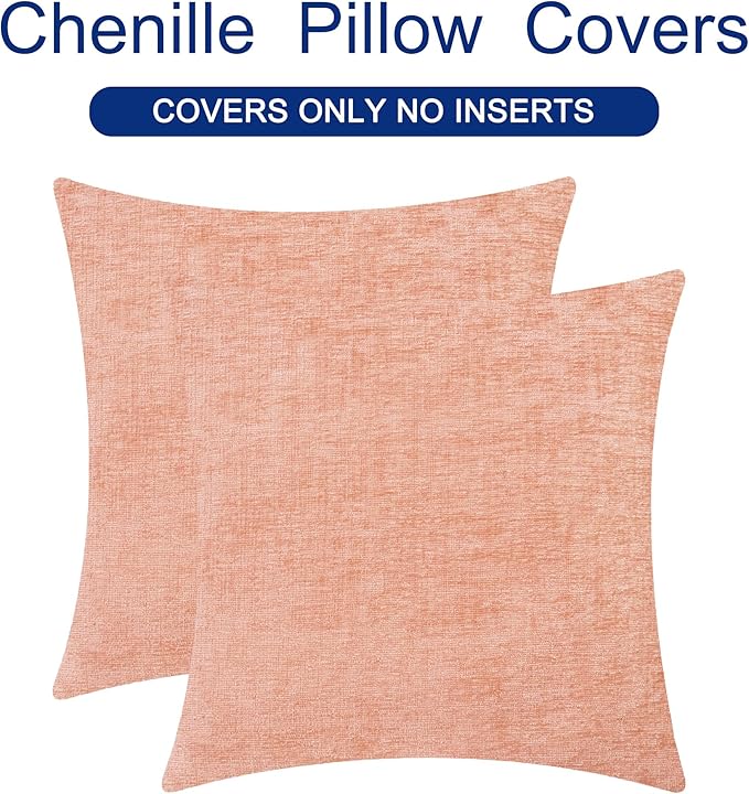 CaliTime Throw Pillow Covers Decorative 18 X 18 Inches Pack of 2 Cozy Chenille - Image 6