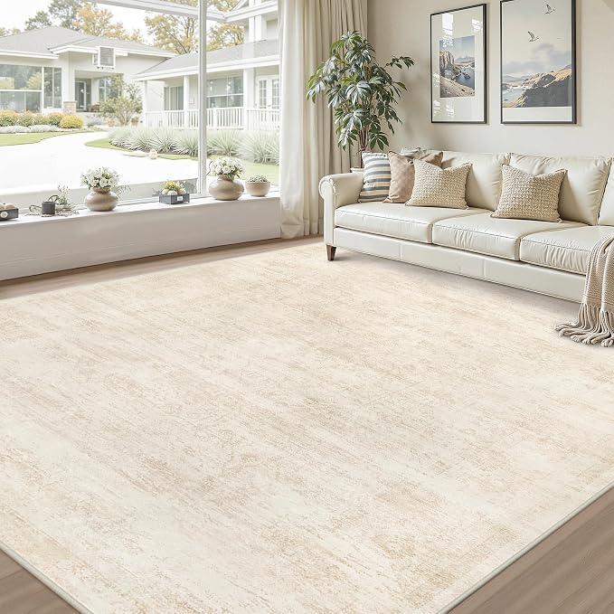8x10 Area Rugs for Living Room: Vintage Boho Neutral Washable Rug Indoor Soft - Image 9