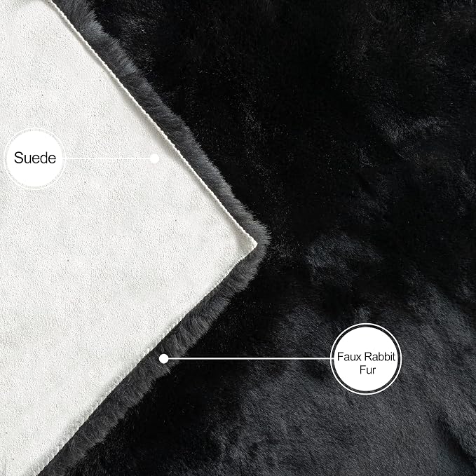 ORINOVA Black Fluffy Rug 5x7 Area Rugs - Image 6