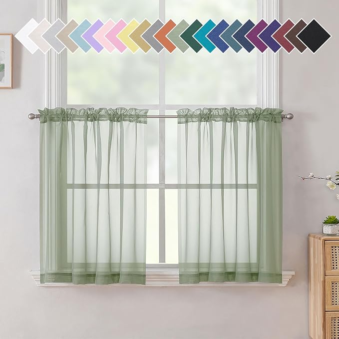 Aiyufneg Small Sheer Tier Curtains Half Kitchen Curtain Sheers Light Filtering by Aiyufeng