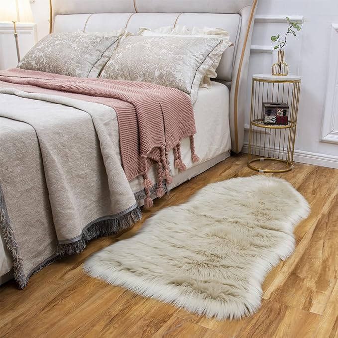 EasyJoy Ultra Soft Fluffy Shaggy Area Rug Faux Fur Rug Chair Cover Seat Pad - Image 3