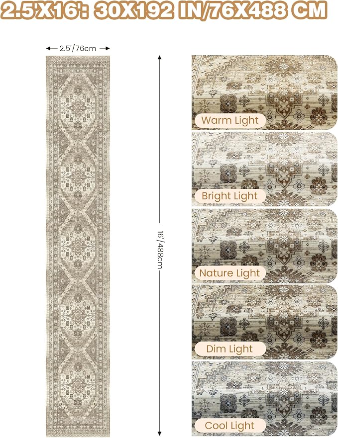Washable Runner Rug 2.5x16, Non-Slip Long Kitchen Mats - Image 2