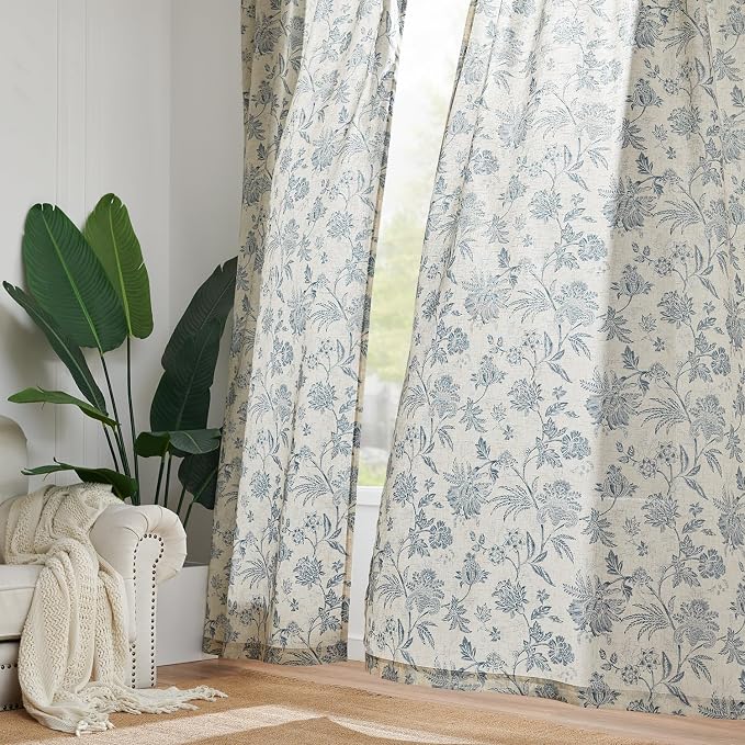 jinchan Linen Floral Curtains for Living Room - Image 8